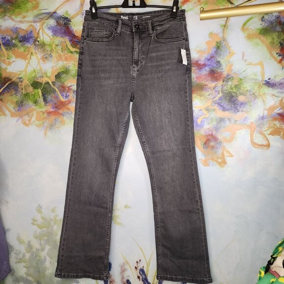 Black/Grey Flared Denim Jeans - Picture 1 of 9